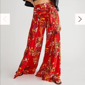 FP One XS red aloha wide leg pants